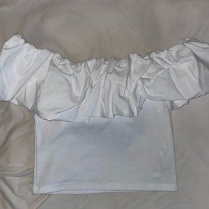 White Zara Top with Ruffles